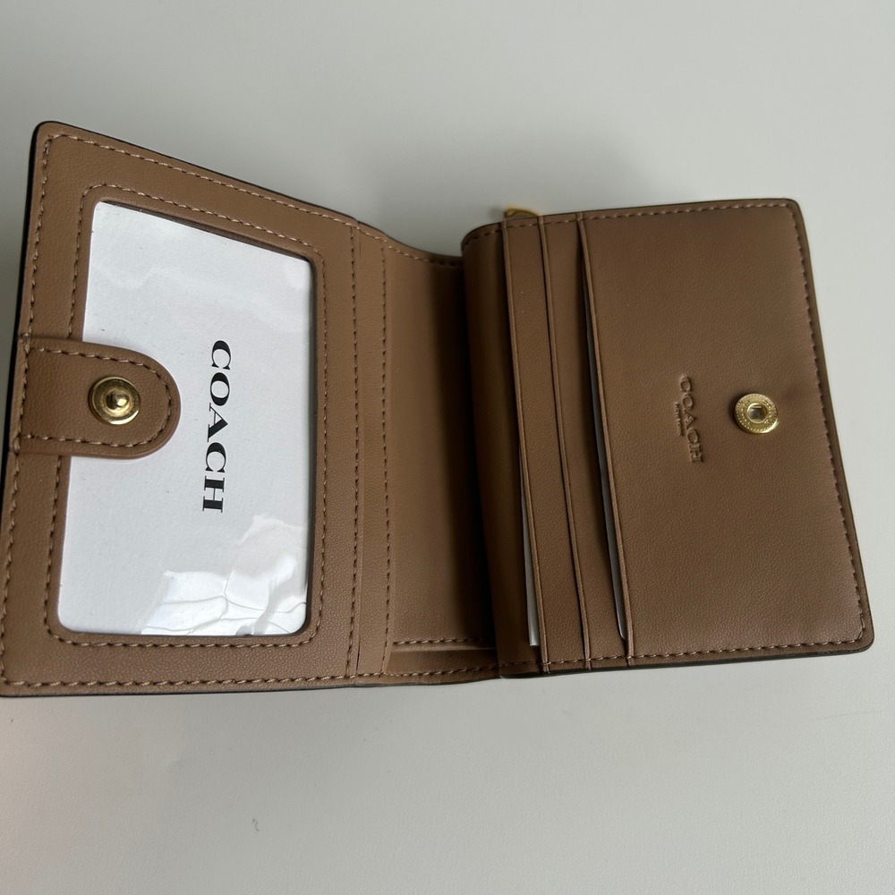 Coach Snap Wallet Tan Brown Signature Canvas Bifold CW789 - Picture 3 of 6